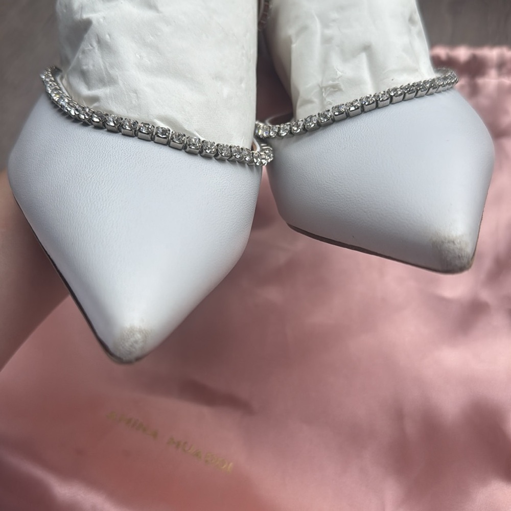 Amina Muaddi Gilda embellished leather mules - Picture 6 of 7